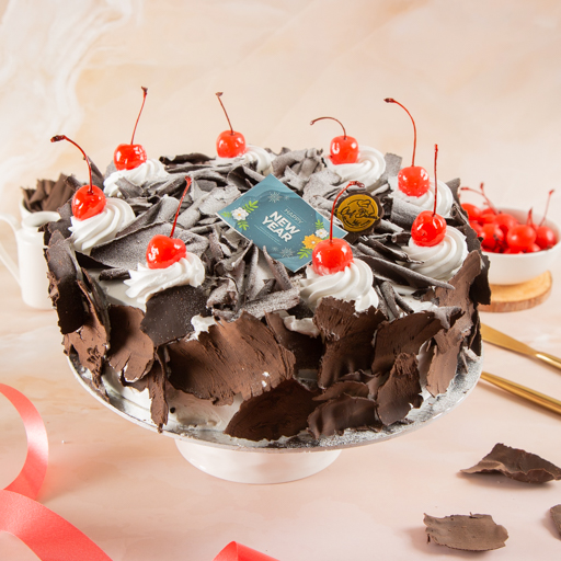 Black Forest Eggless New Year Cake