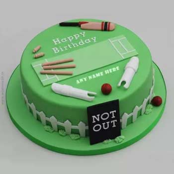 Not Out Cricket Fondant Cake