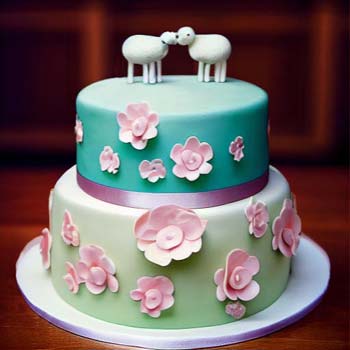 Flower Tier Vanilla Fondant Cake