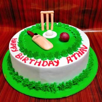 Fresh Cream Cricket Birthday Cake