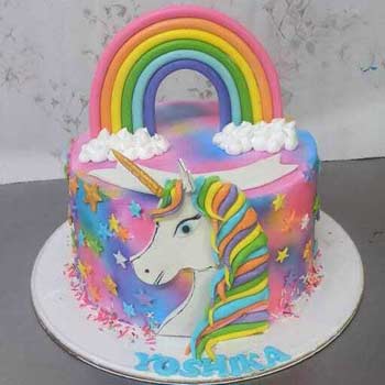 Rainbow Unicorn 1st Birthday Theme Cake